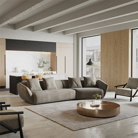 搏德森现代轻奢布艺沙发意式风异形转角北欧ins简约客厅沙发组合设计师家具厂家