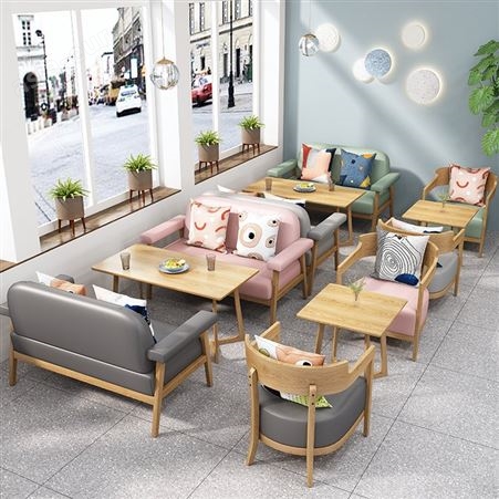 搏德森北欧奶茶店咖啡厅沙发甜品店蛋糕烘焙沙发休息区洽谈双人卡座沙发定制厂家