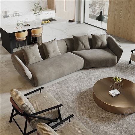 搏德森现代轻奢布艺沙发意式风异形转角北欧ins简约客厅沙发组合设计师家具厂家