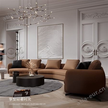 搏德森设计师高定/意式沙发头层简约大户型转角异型别墅客厅家具厂家