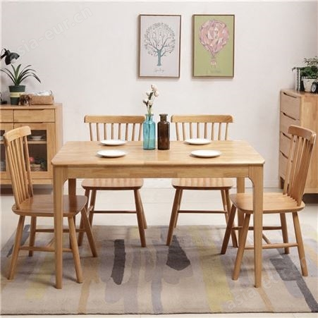 搏德森北欧风格长方形实木餐桌椅组合现代简约饭桌家用小户型工程单客栈