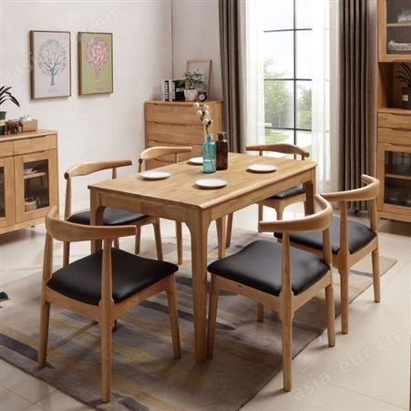 搏德森北欧风格长方形实木餐桌椅组合现代简约饭桌家用小户型工程单客栈