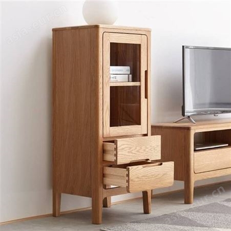 搏德森北欧实木电视边柜高低柜立柜现代简约客厅储物柜橡木组合边柜