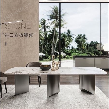 搏德森设计师高定/轻奢岩板餐桌椅意式极简饭桌现代小户型方形桌子厂家