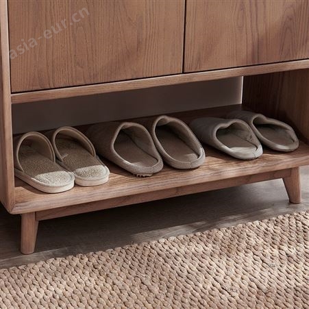 搏德森北欧黑胡桃纯实木鞋柜现代简约大容量鞋架家用门口收纳玄关柜