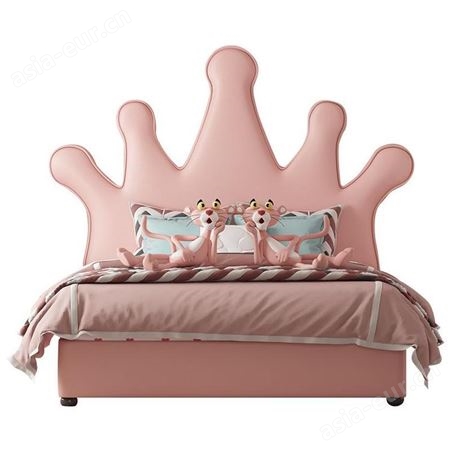 搏德森轻奢公主床软包床头板儿童床可爱女孩女生梦幻粉色少女床厂家批发