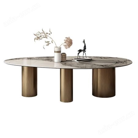 搏德森意式大理石岩板餐桌现代简约小户型家用椭圆异形奢石设计师饭桌厂家