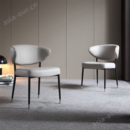 机能椅-77搏德森意式极简设计师皮餐椅现代简约小户型家用凳子酒店咖啡厅铁艺椅子